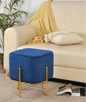 Holland Premium Velvet Pouffe with Sleek Metal Legs.