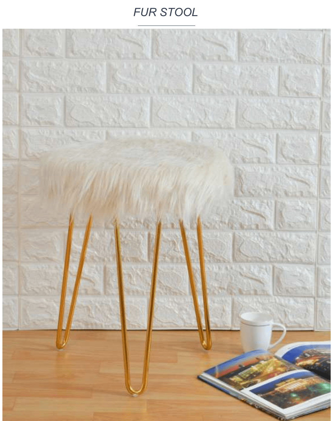 Fur Stool | Metal Legs | Chic & Cozy