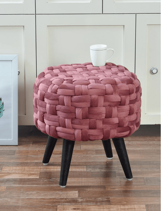 Premium Velvet Tussle Knotted Stool