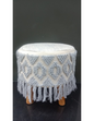 Artisan Pitloom Woven Stool – Natural Wood & Cotton