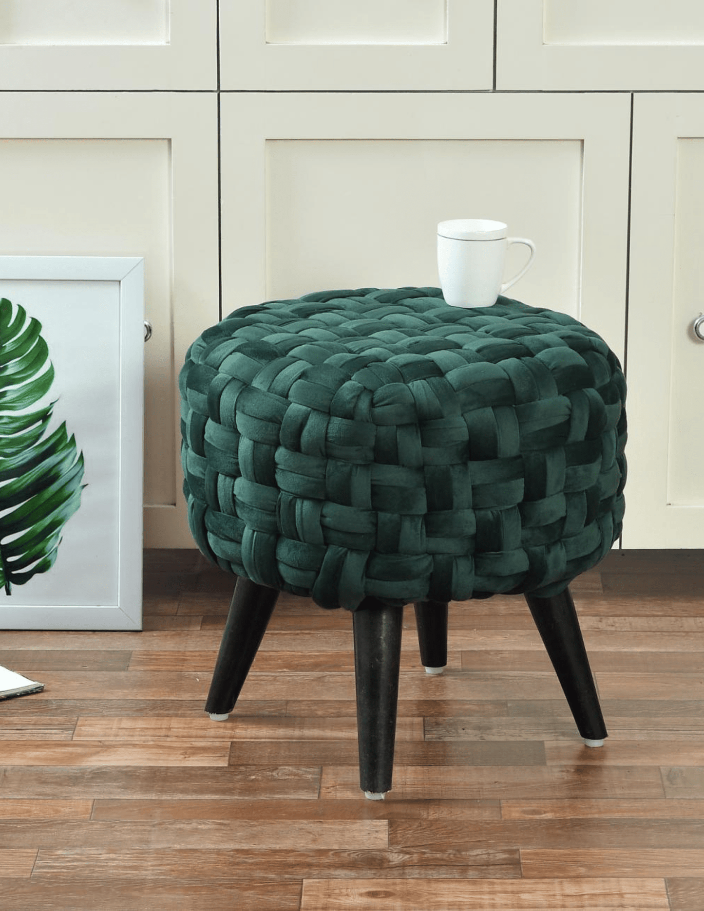 Premium Velvet Tussle Knotted Stool