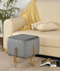 Holland Premium Velvet Pouffe with Sleek Metal Legs.