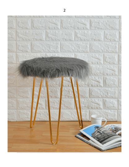 Fur Stool | Metal Legs | Chic & Cozy