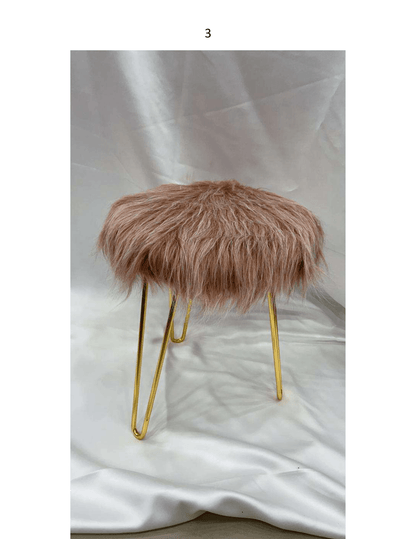 Fur Stool | Metal Legs | Chic & Cozy