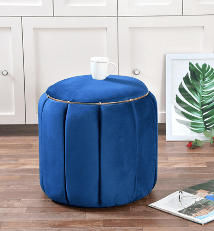Damru Shape Artisan Stool – Solid Wood Accent Seating