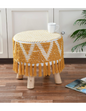 Artisan Pitloom Woven Stool – Natural Wood & Cotton