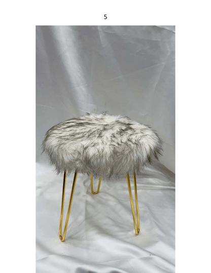 Fur Stool | Metal Legs | Chic & Cozy