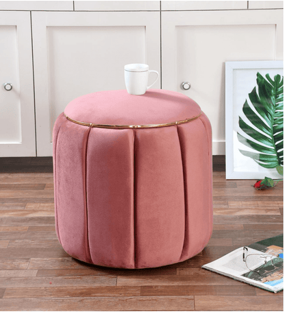 Damru Shape Artisan Stool – Solid Wood Accent Seating