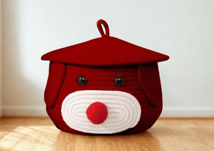 Braided Kids Storage Basket with Lid – Cute Character Organizer for Toys, Caps & Laundry.