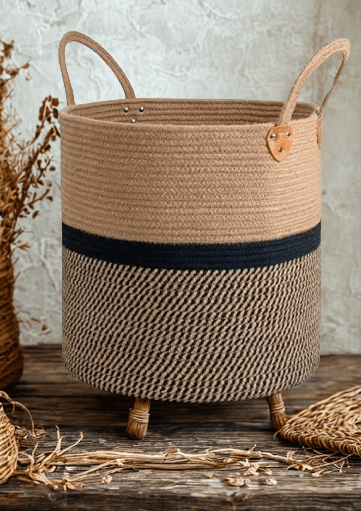 Rustic Charm Jute Laundry & Storage Basket