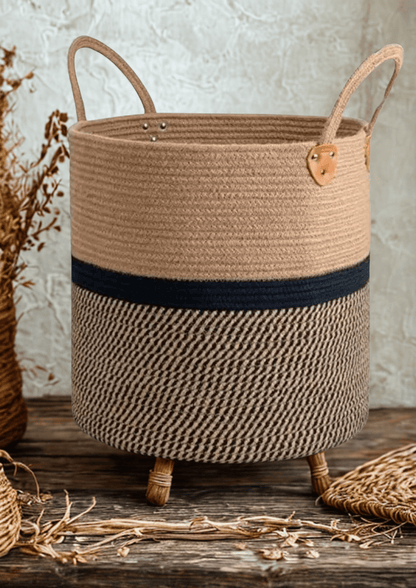 Rustic Charm Jute Laundry & Storage Basket