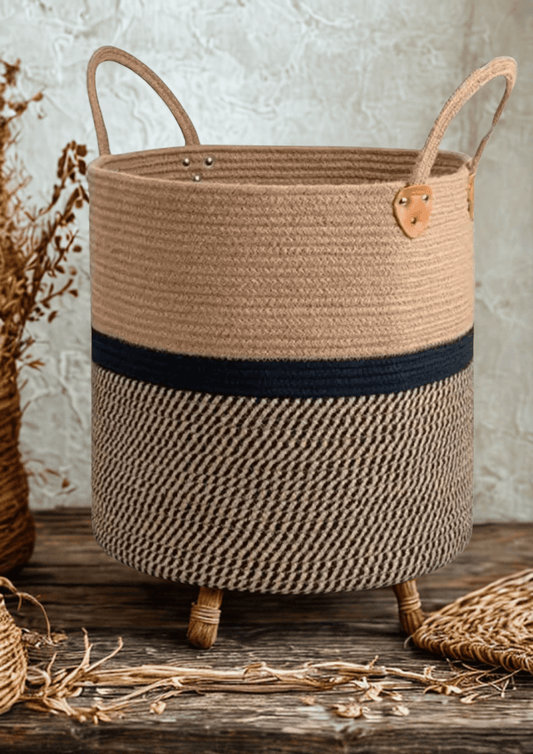 Rustic Charm Jute Laundry & Storage Basket